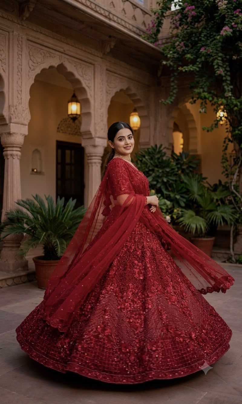 Net Wedding Lehenga