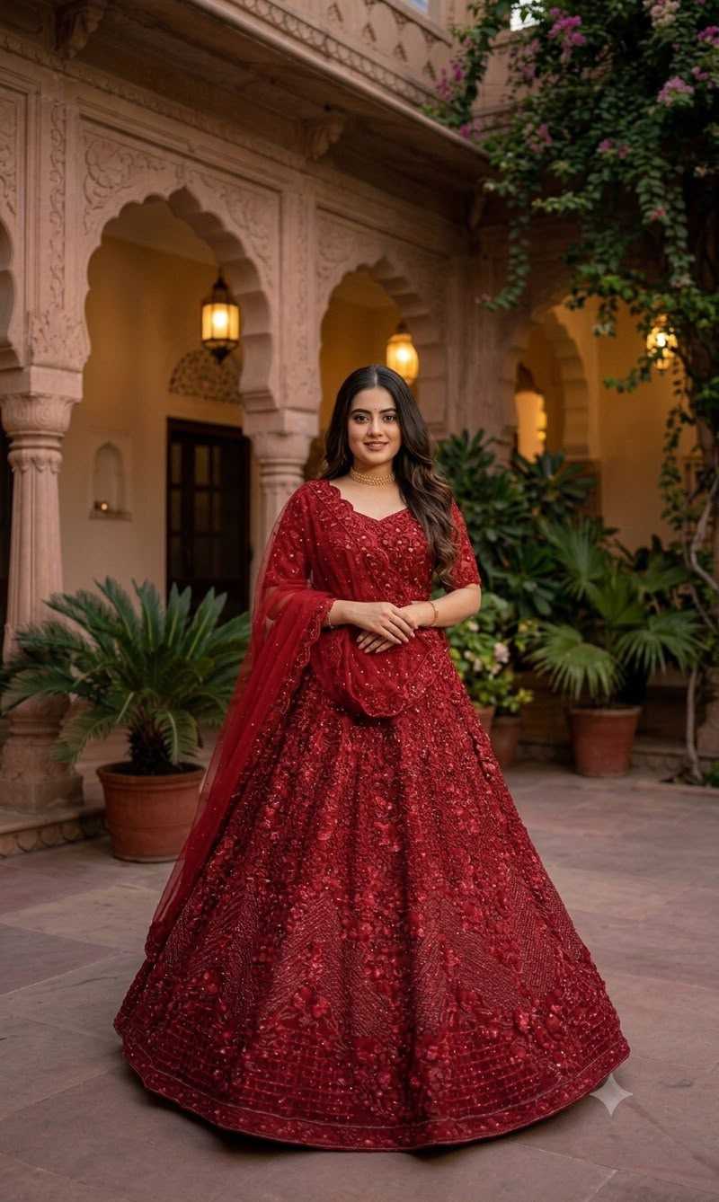 Net Wedding Lehenga