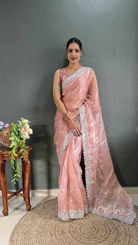 Jimmy Choo Designer Saree in Light Pink