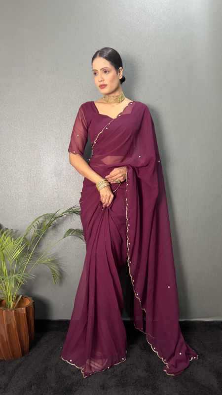 Faux Georgette Designer Saree in Black