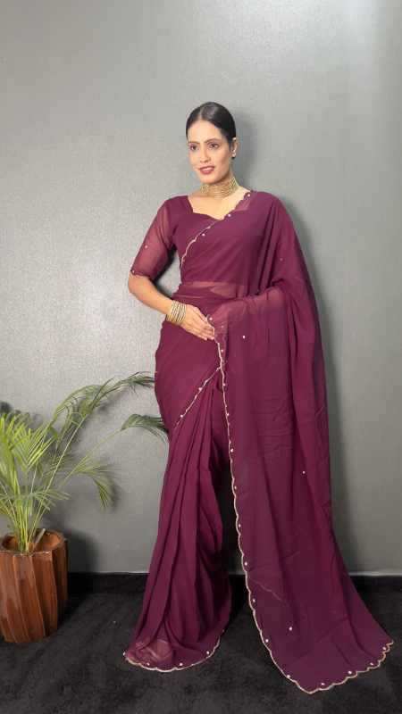 Faux Georgette Designer Saree in Black