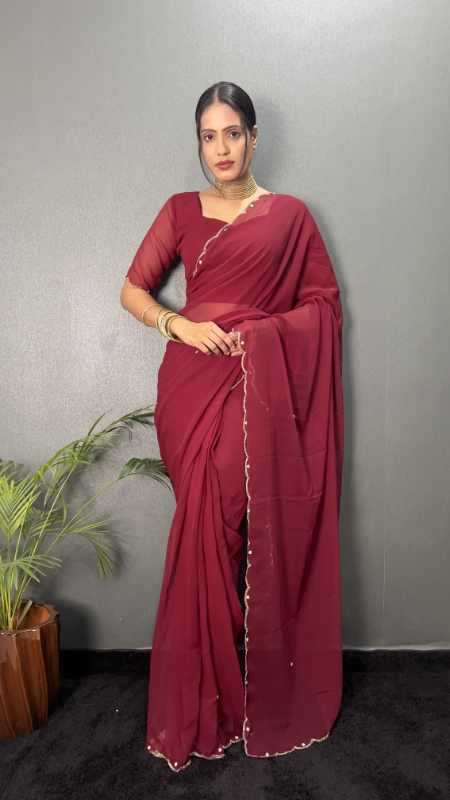 Faux Georgette Designer Saree in Black
