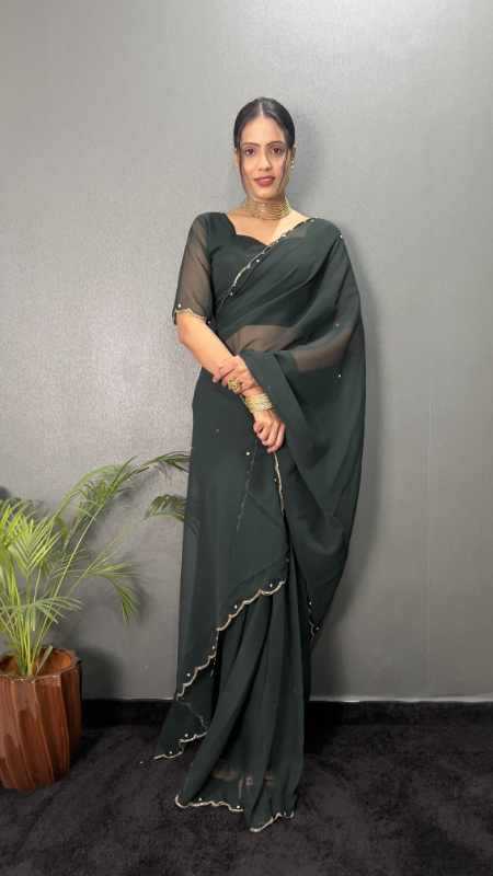 Faux Georgette Designer Saree in Black