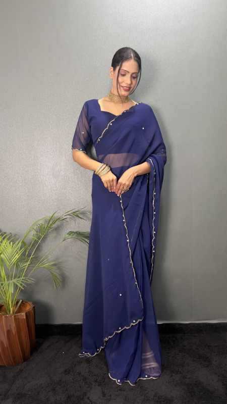 Faux Georgette Designer Saree in Black