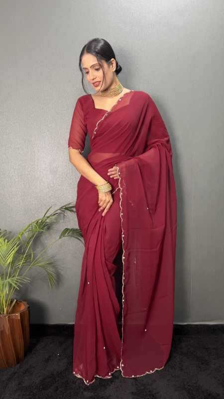 Faux Georgette Designer Saree in Black