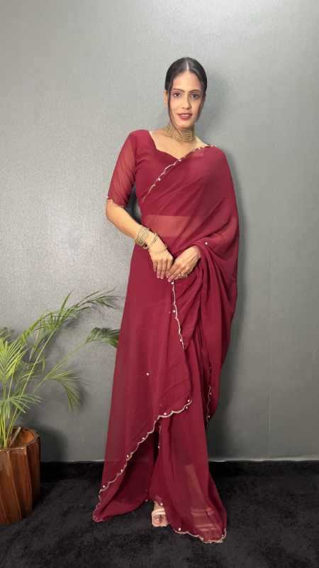Faux Georgette Designer Saree in Black
