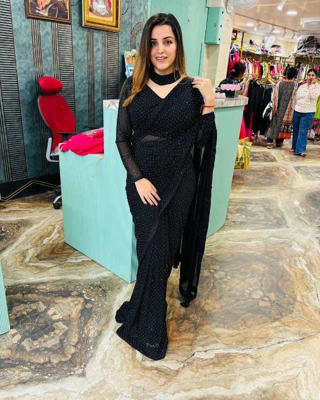 Faux Georgette Designer Saree in Rama