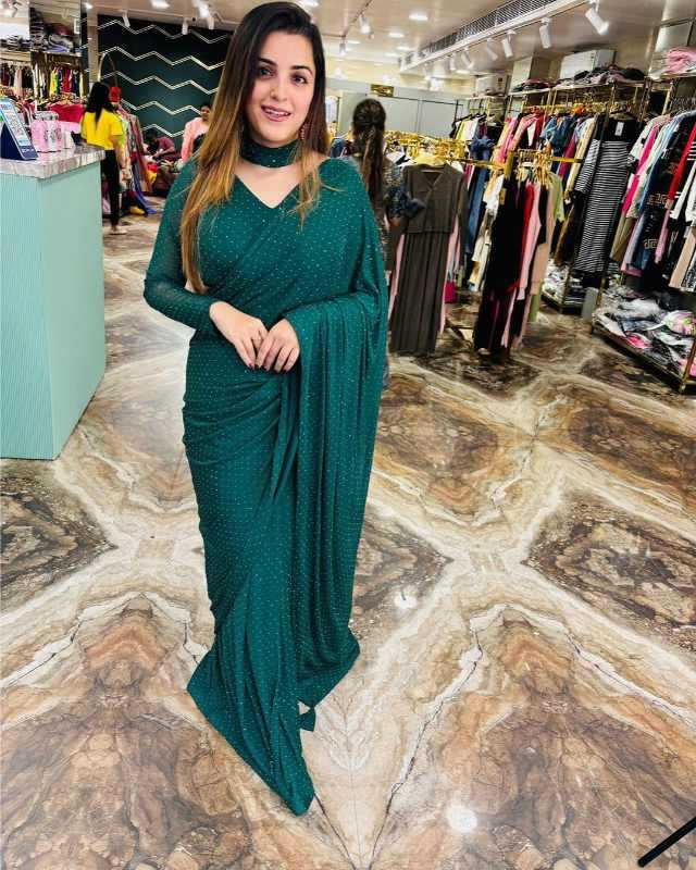 Faux Georgette Designer Saree in Rama