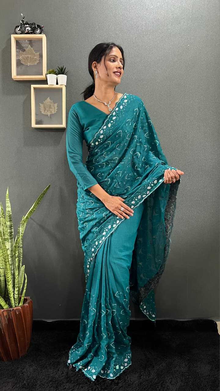 Georgette Saree in Navy Blue