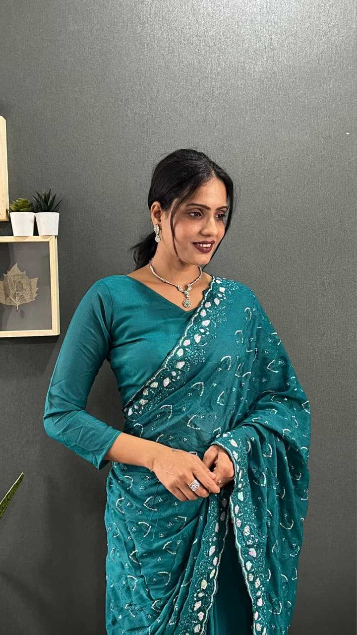 Georgette Saree in Navy Blue