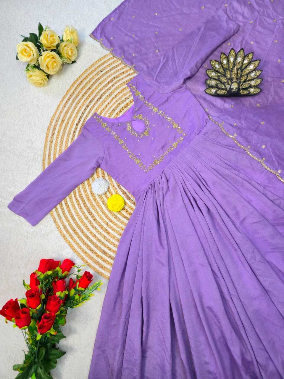Vichitra Silk Party Gown