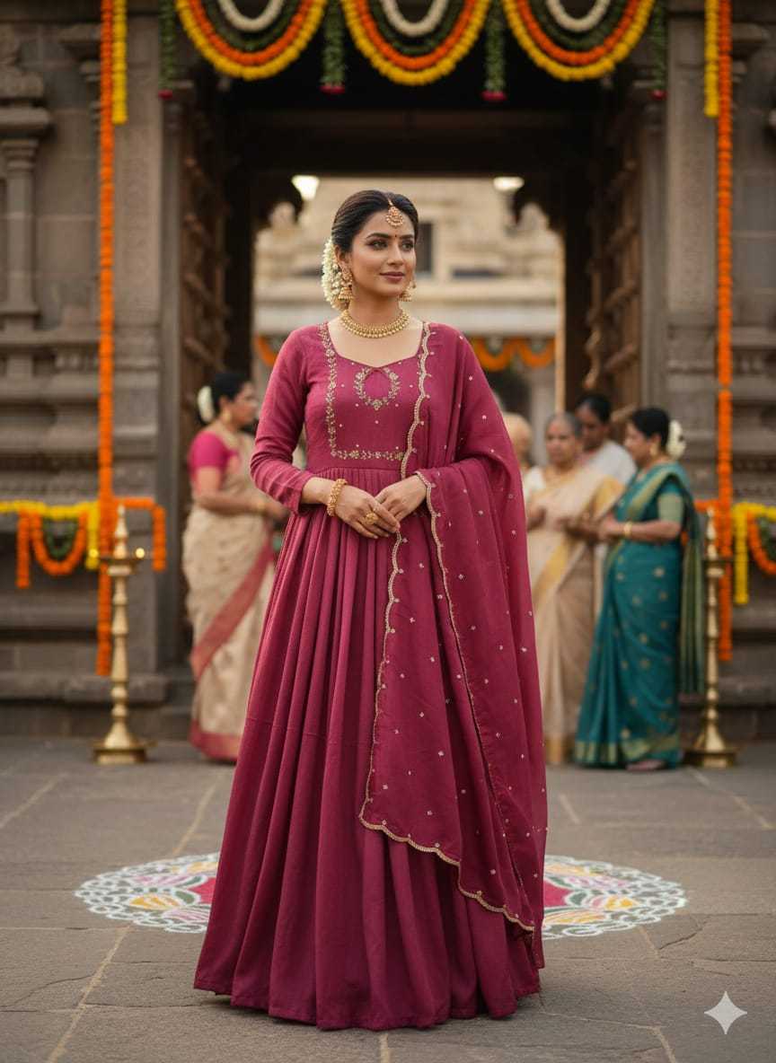 Vichitra Silk Party Gown