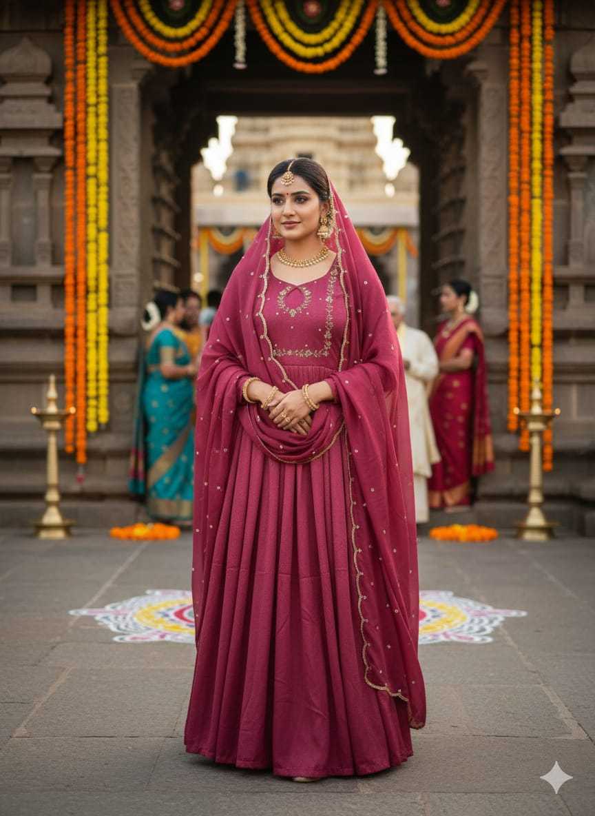 Vichitra Silk Party Gown