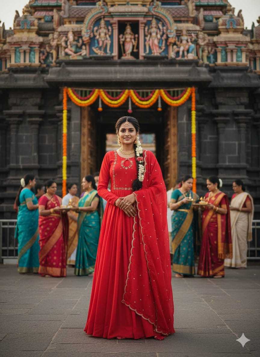 Vichitra Silk Party Gown