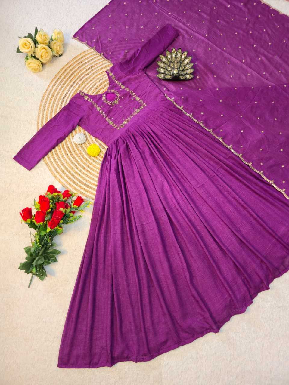 Vichitra Silk Party Gown
