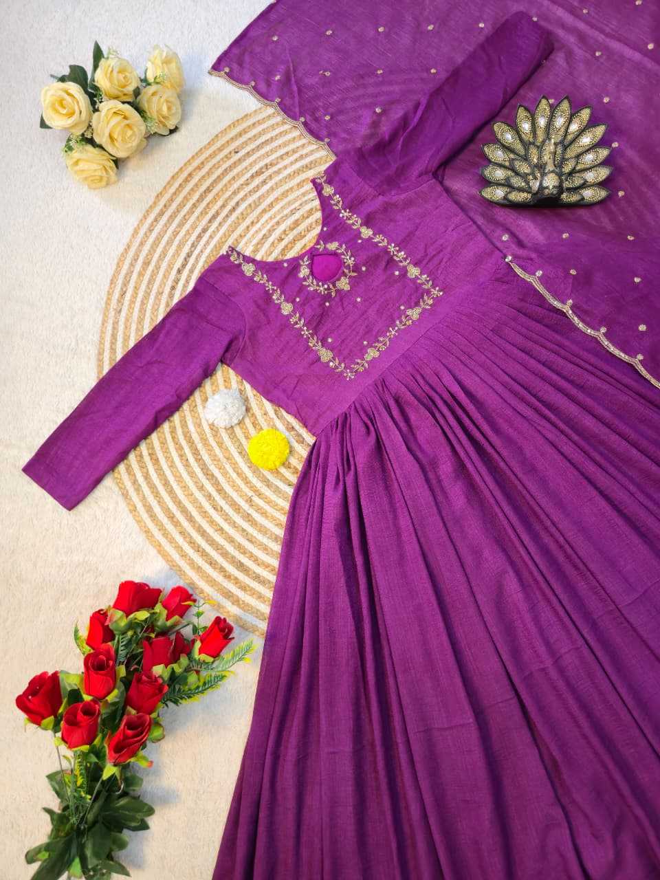 Vichitra Silk Party Gown