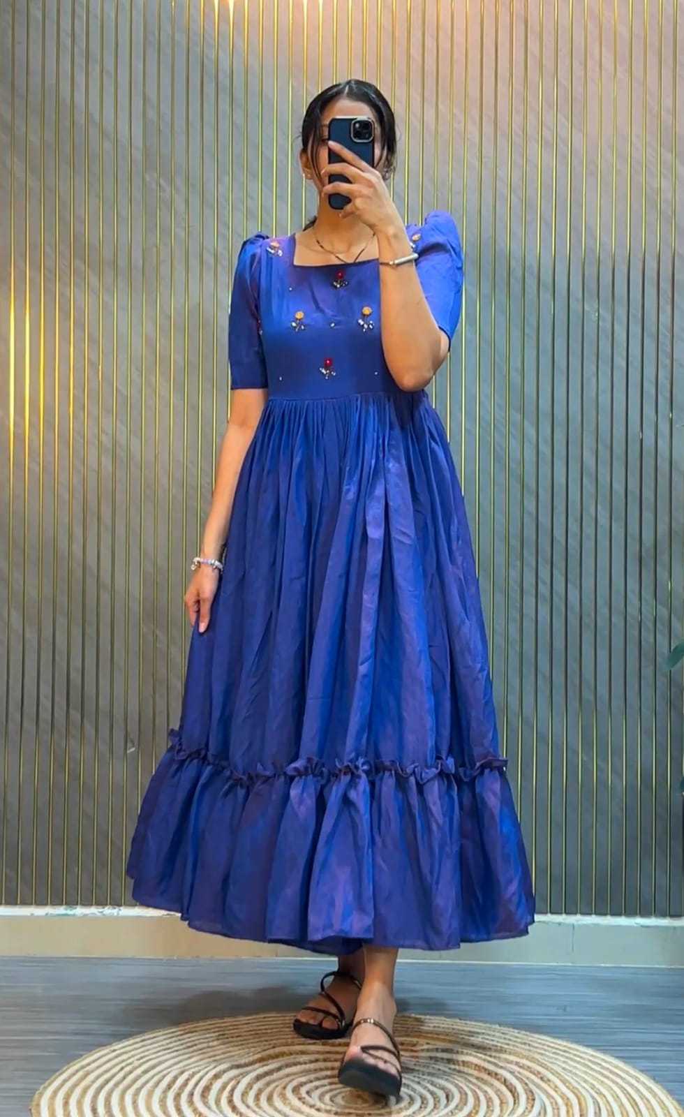 Vichitra Silk Party Wear Dress