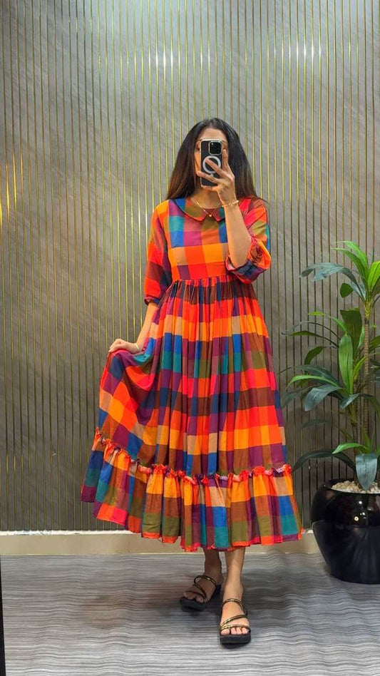 Chanderi Cotton Designer Dress