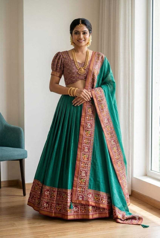 Dola Silk Designer Lehenga in Green