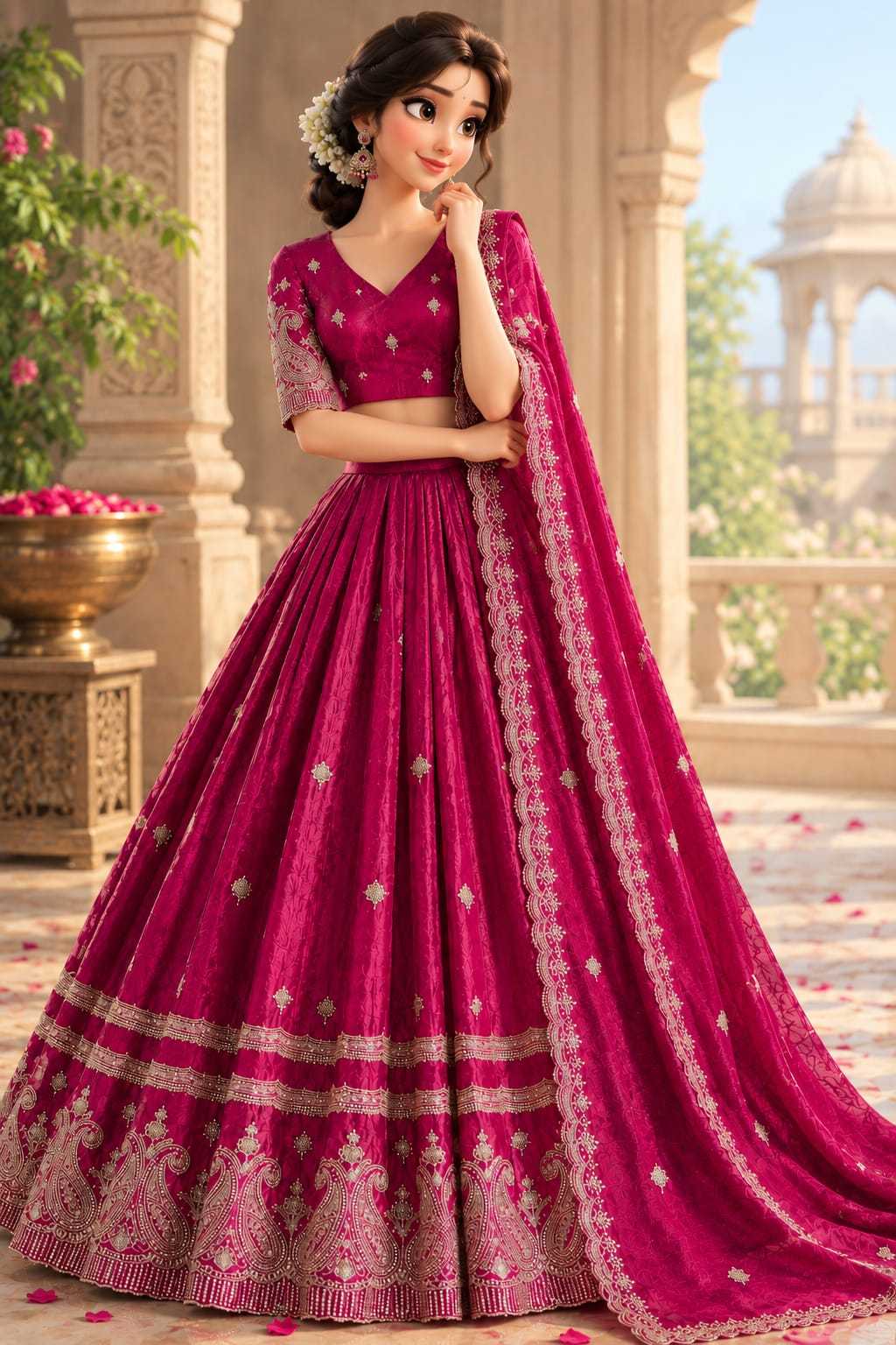 Space Silk Designer Lehenga in Purple