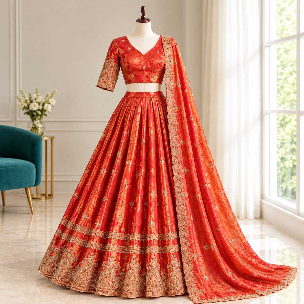 Space Silk Designer Lehenga in Purple