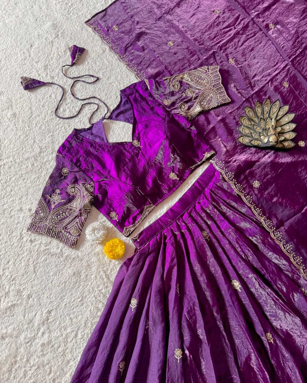 Space Silk Designer Lehenga in Purple