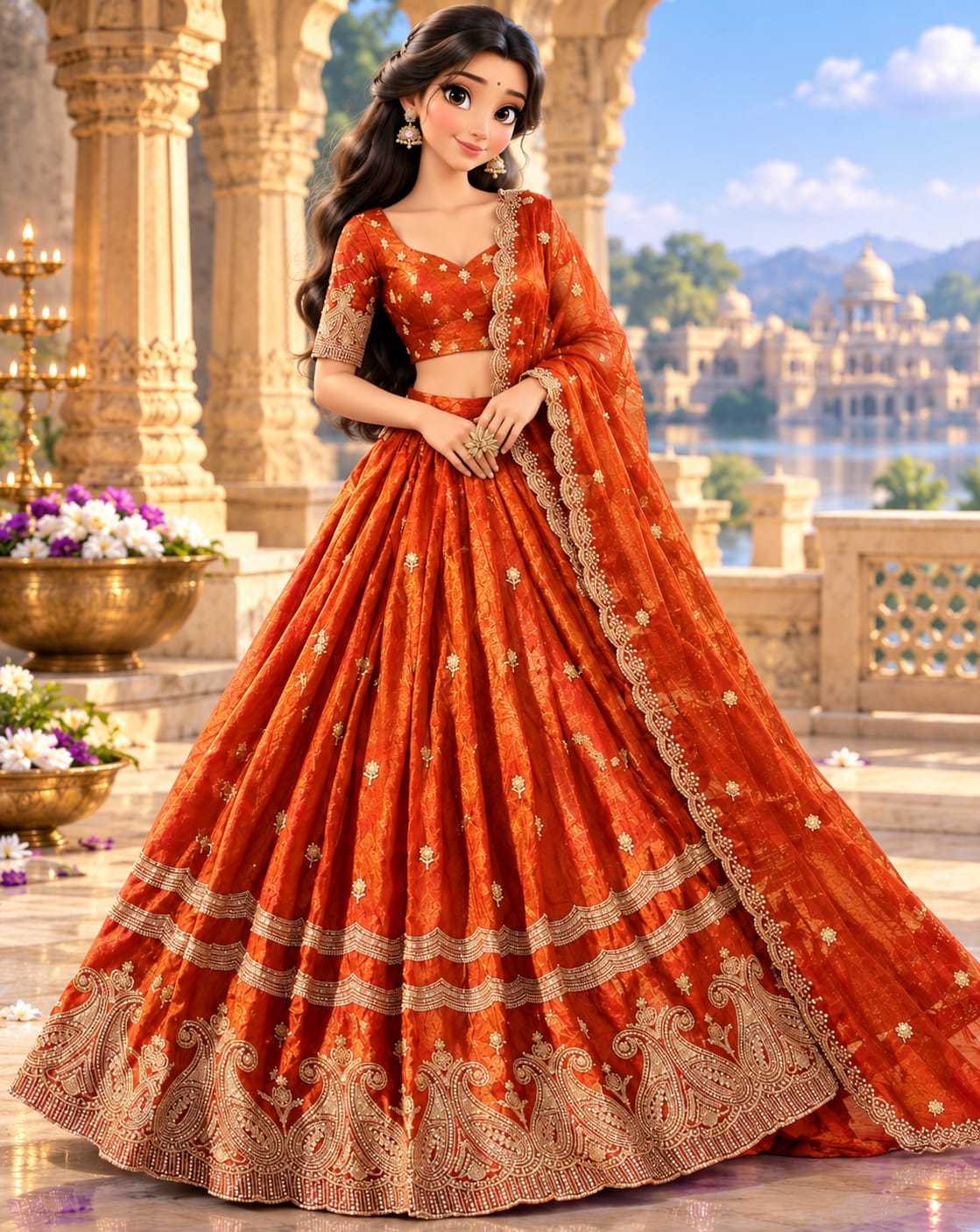 Space Silk Designer Lehenga in Purple