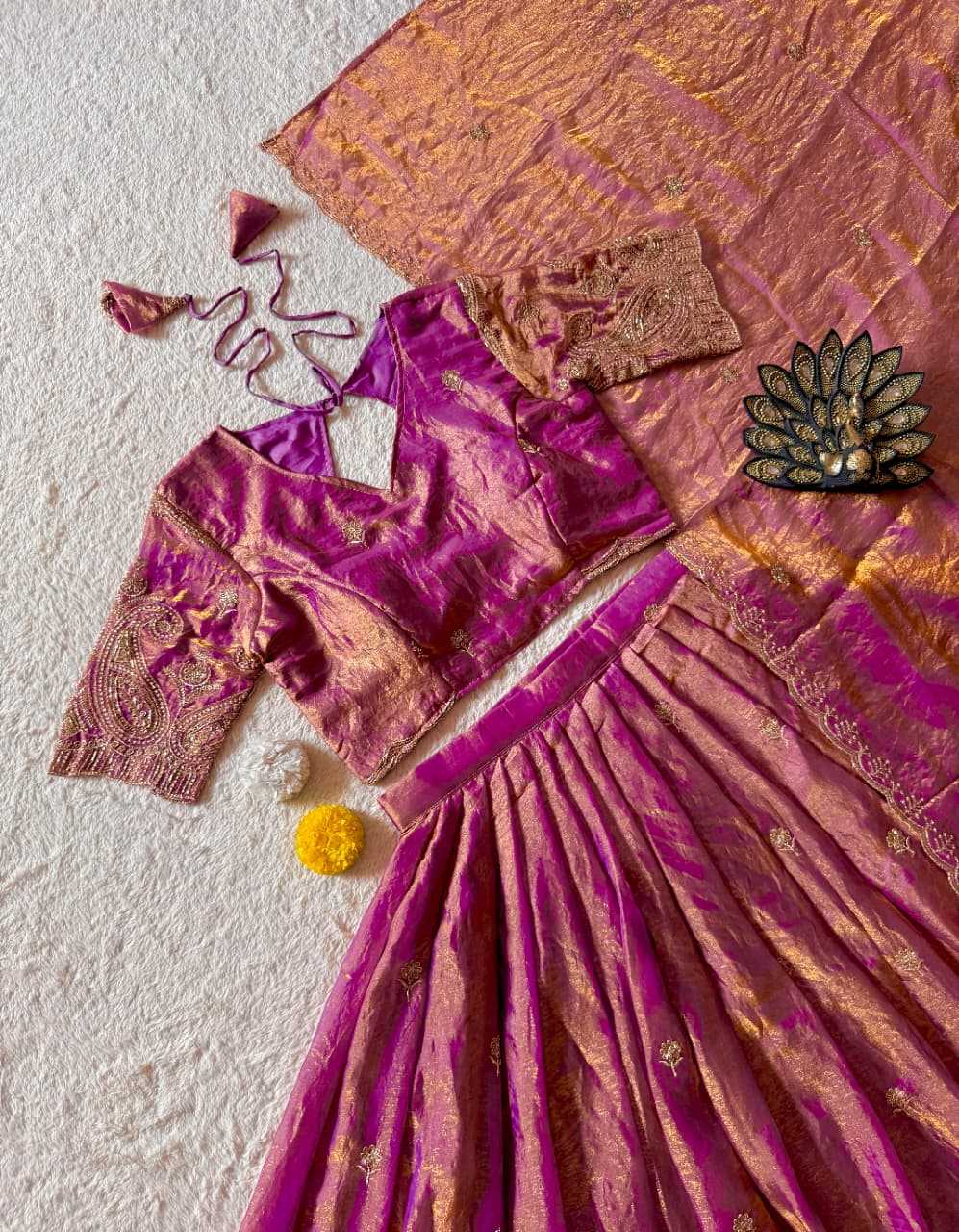 Space Silk Designer Lehenga in Purple