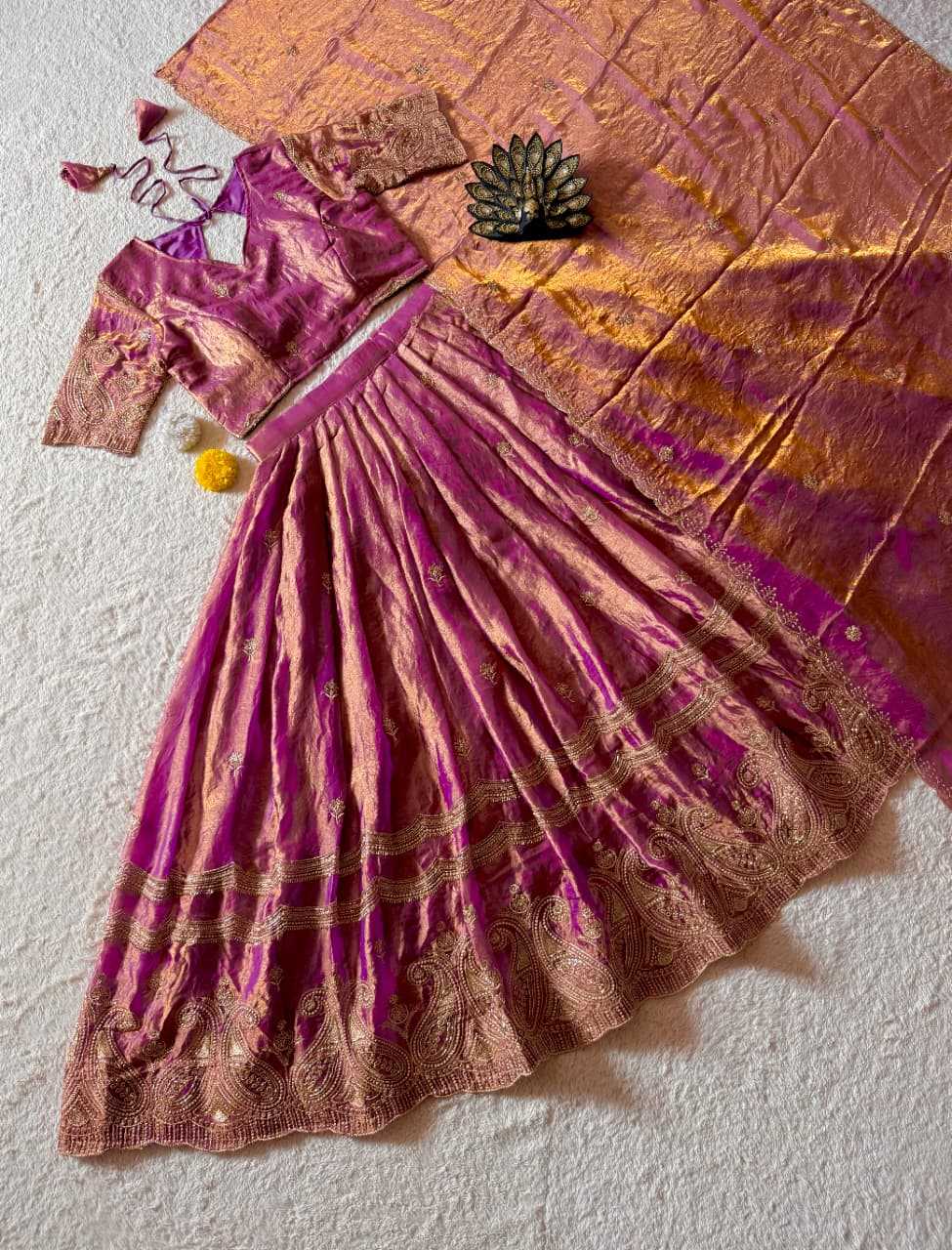 Space Silk Designer Lehenga in Purple
