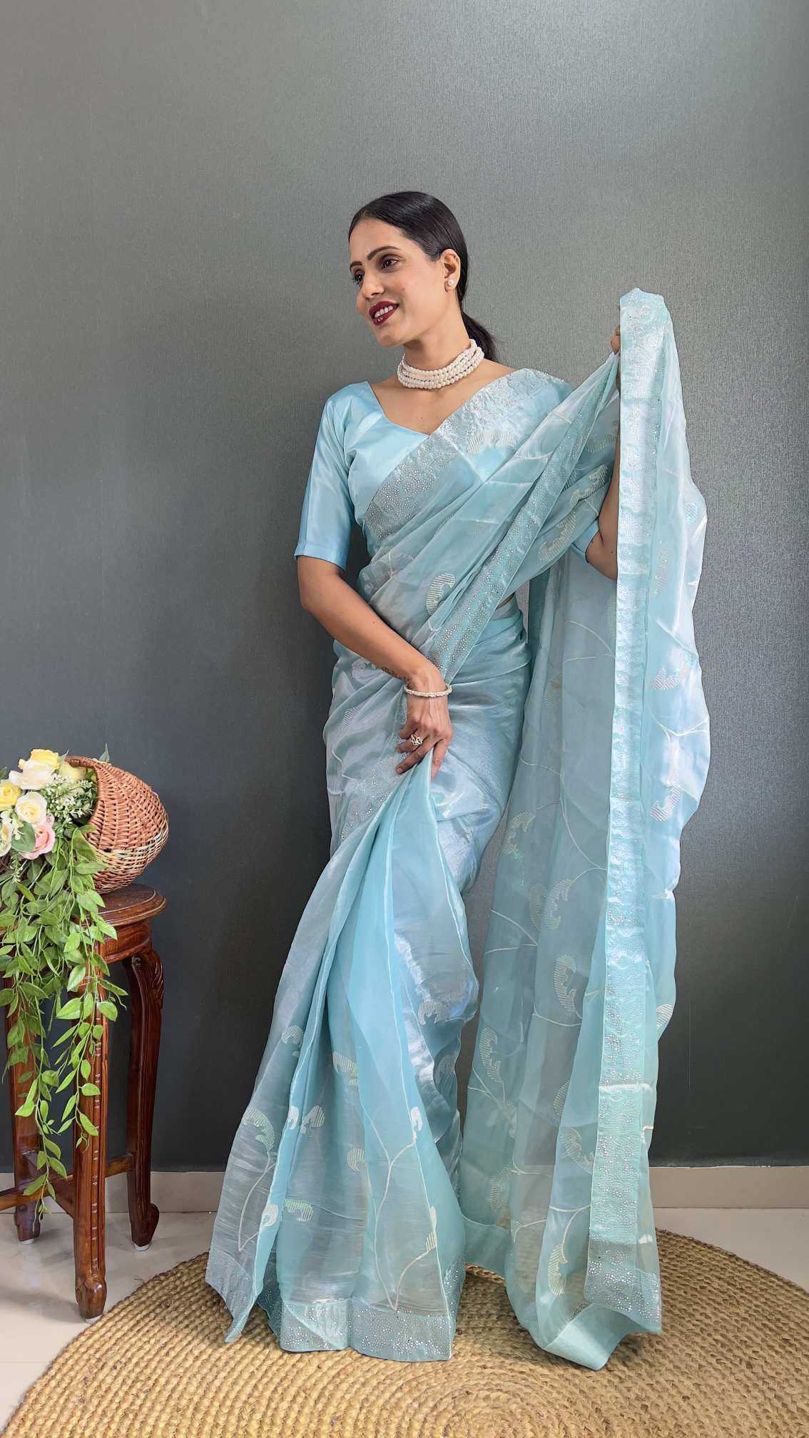 Burberry Silk Party Wear Saree