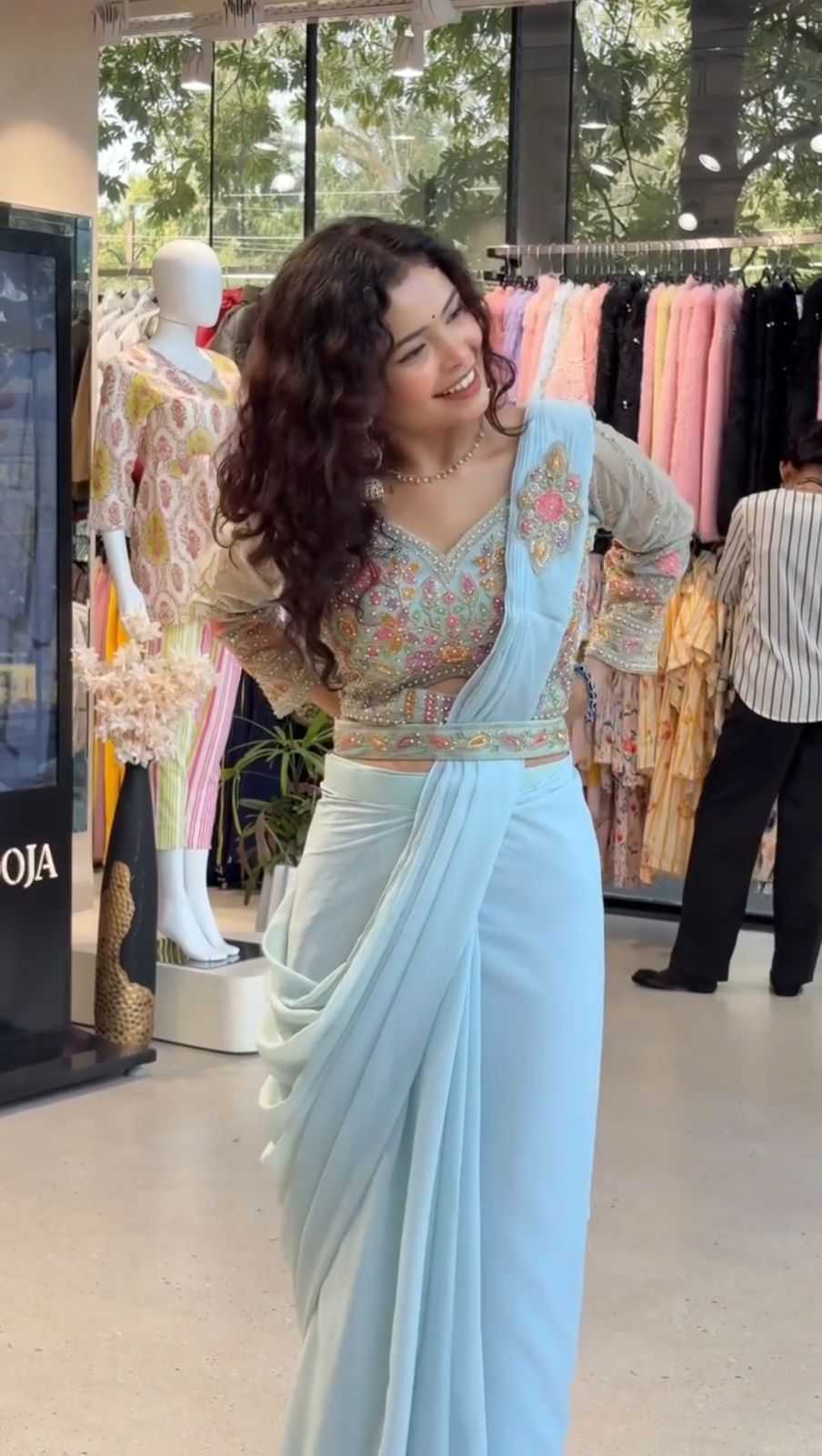 Faux Georgette Designer Saree in White