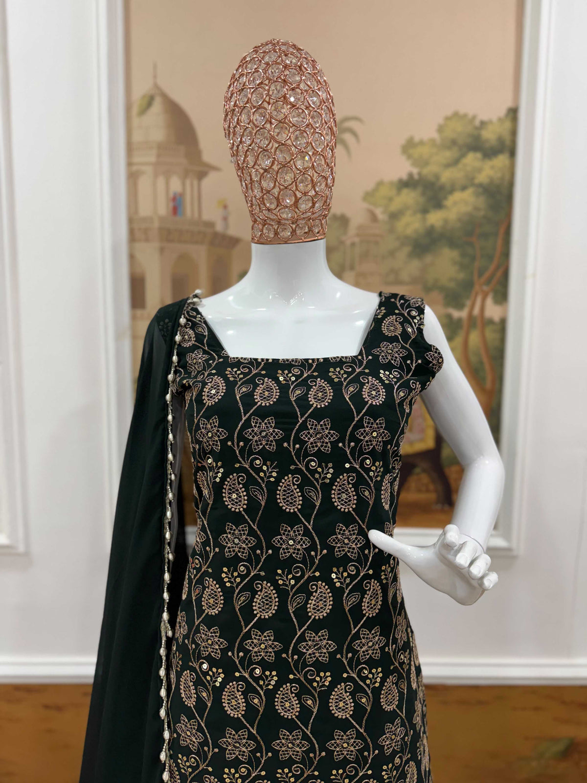Faux Georgette Kurti in Maroon