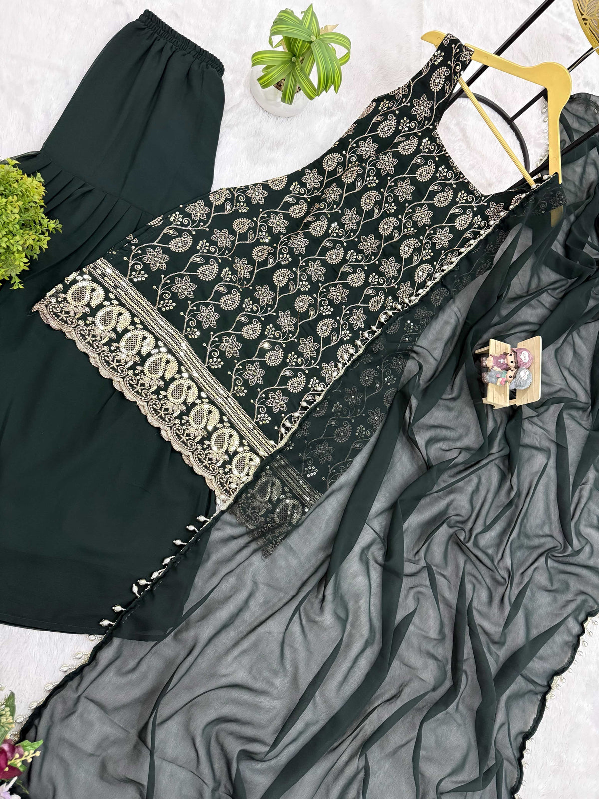 Faux Georgette Kurti in Maroon