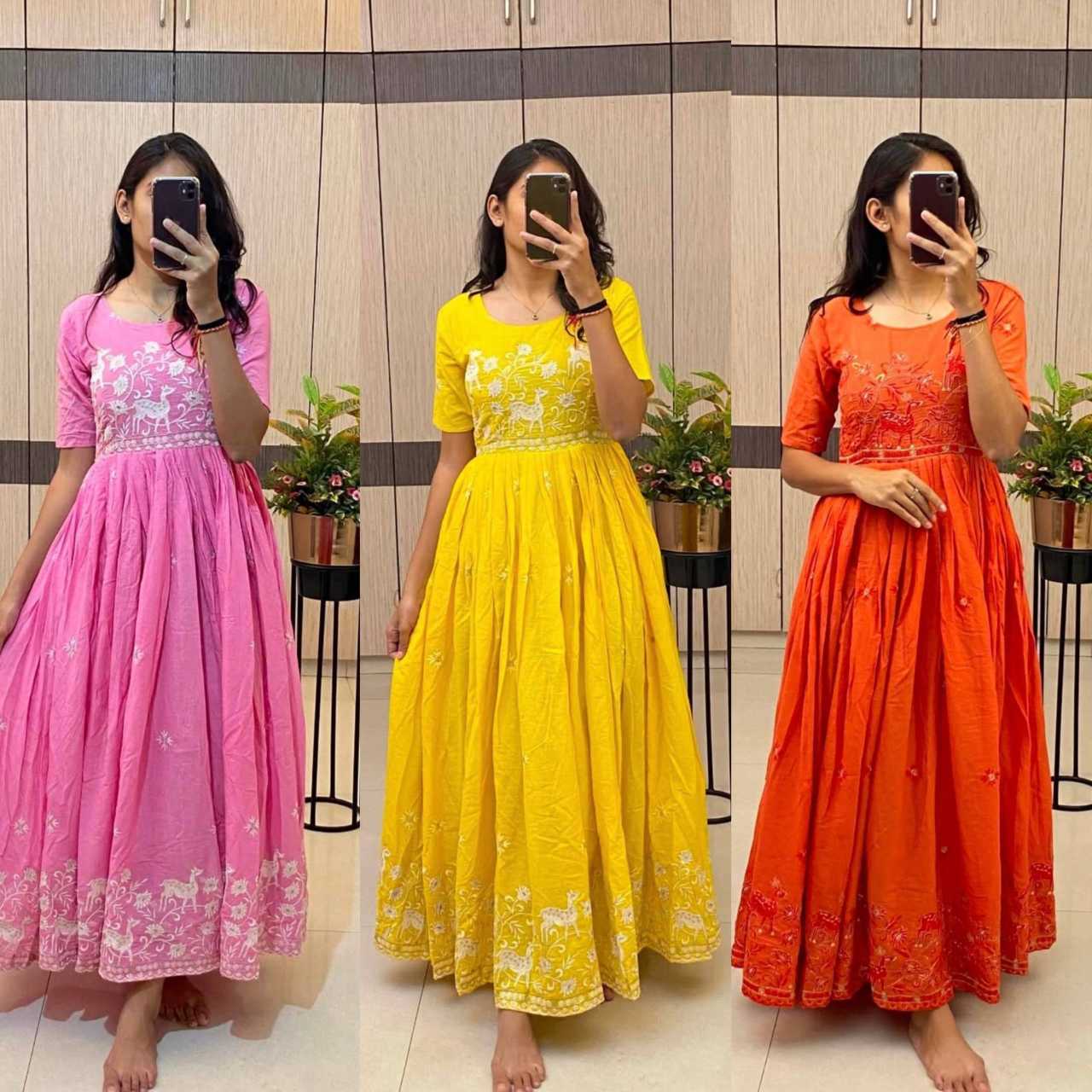 Pure Cotton Embroidered Gown