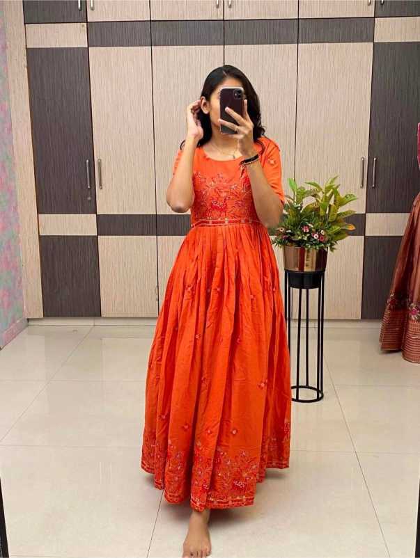 Pure Cotton Embroidered Gown