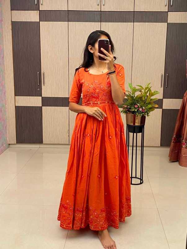 Pure Cotton Embroidered Gown
