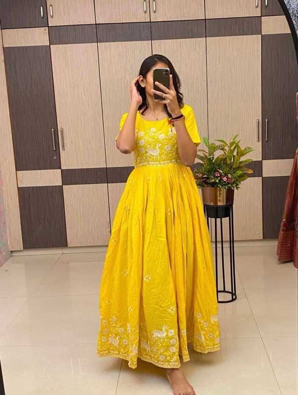 Pure Cotton Embroidered Gown
