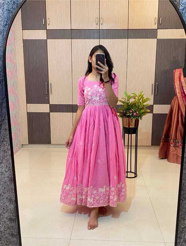 Pure Cotton Embroidered Gown