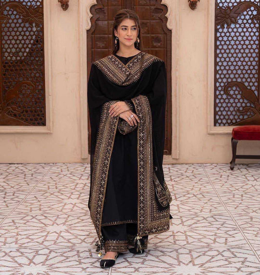 Heavy Roman Silk Embroidery Suit in Wine