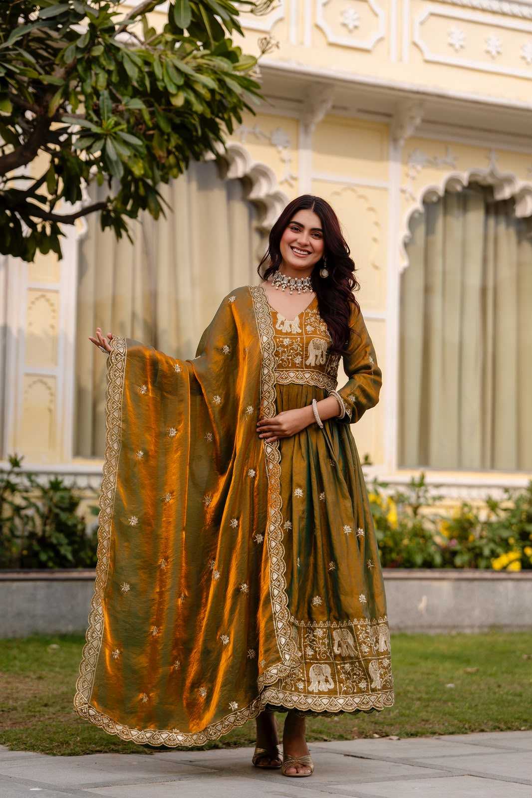 Satin Embroidery Gown