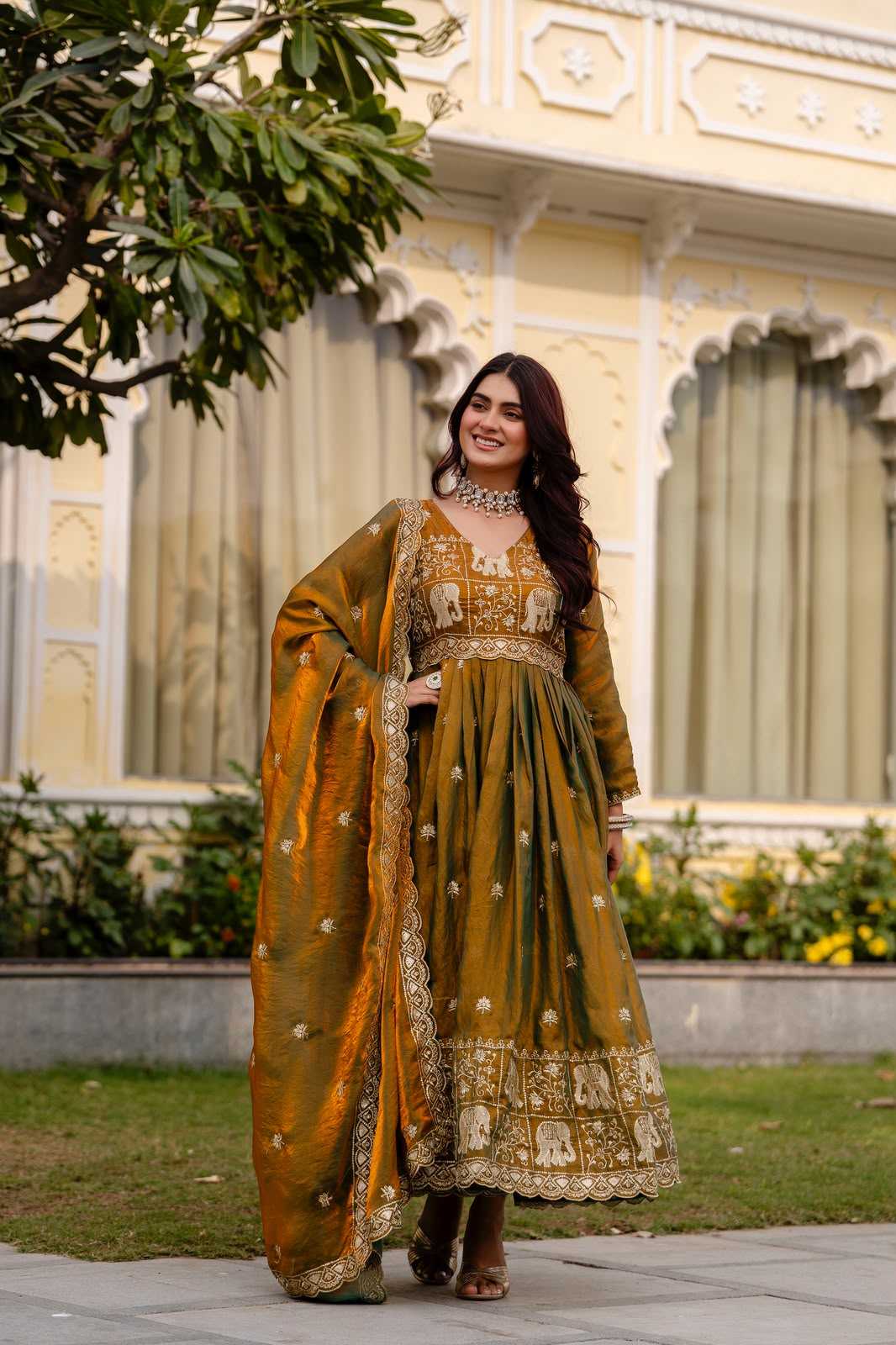 Satin Embroidery Gown