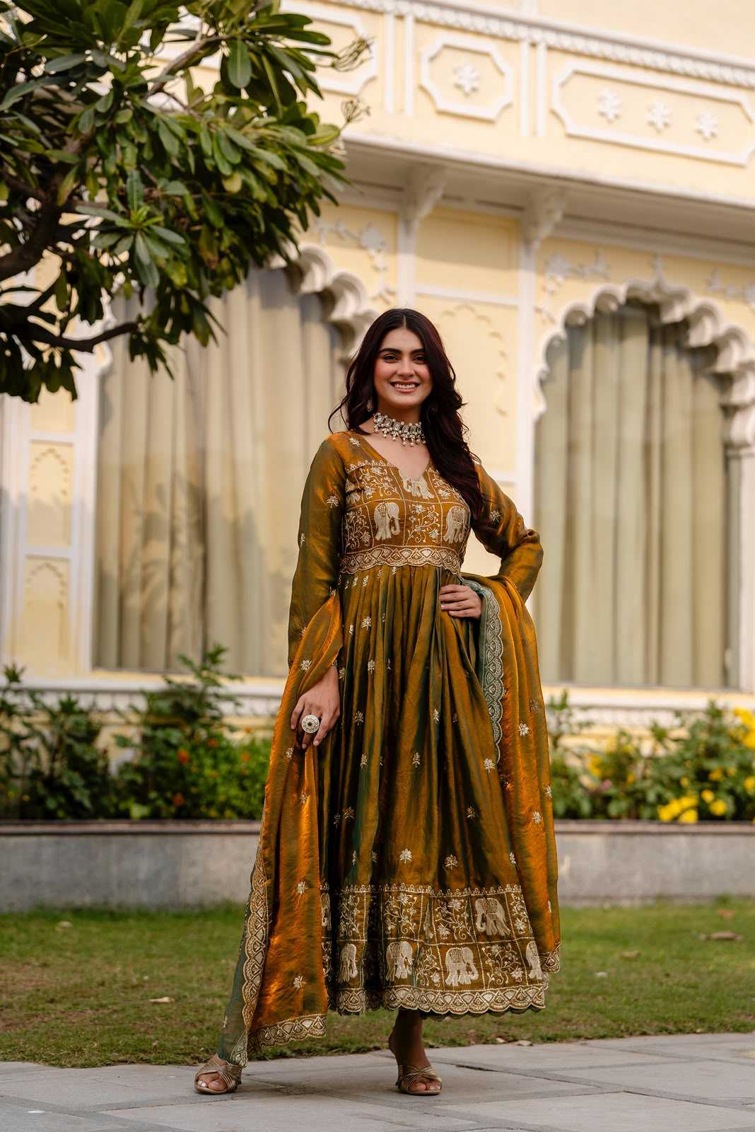 Satin Embroidery Gown