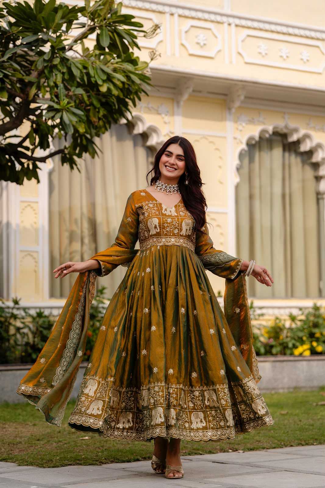 Satin Embroidery Gown