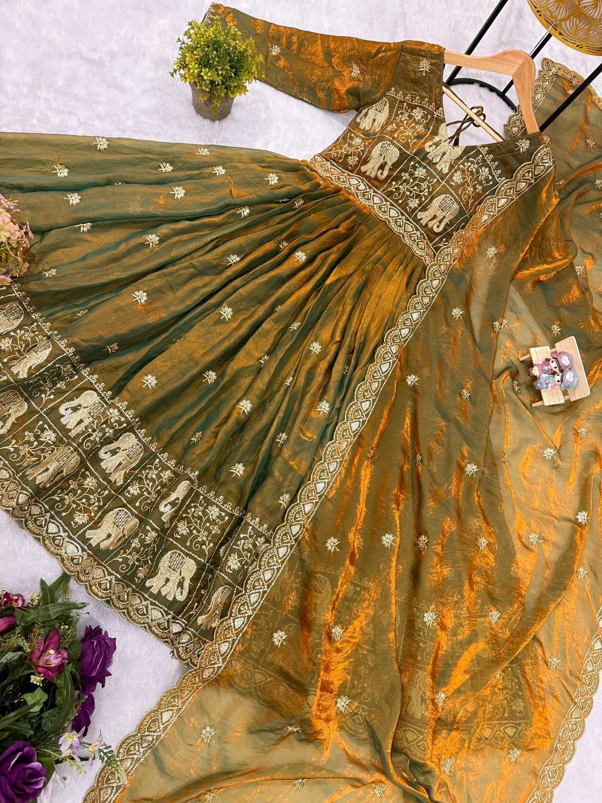Satin Embroidery Gown