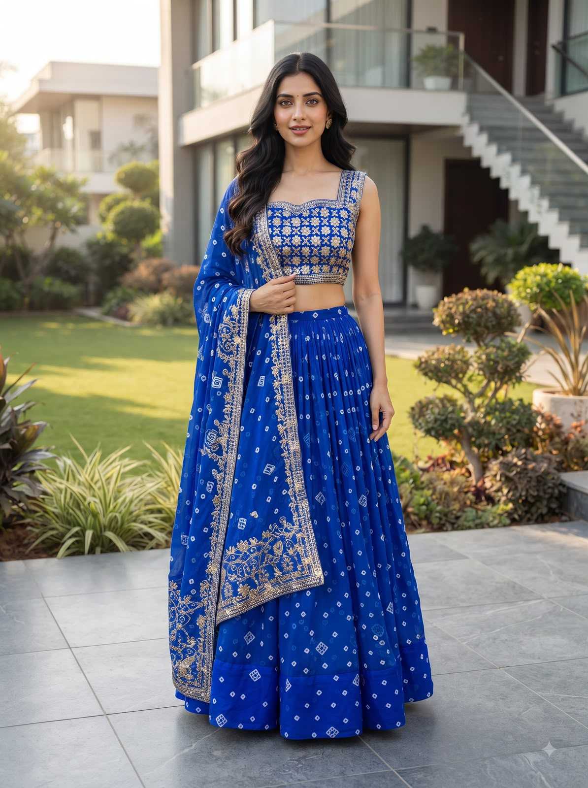 Faux Georgette Designer Lehenga in Blue