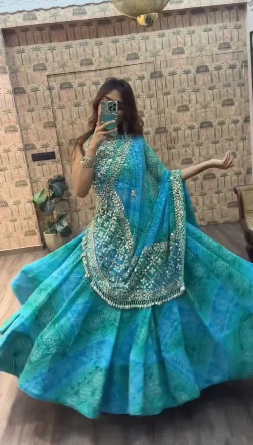 Faux Georgette Designer Lehenga in Blue