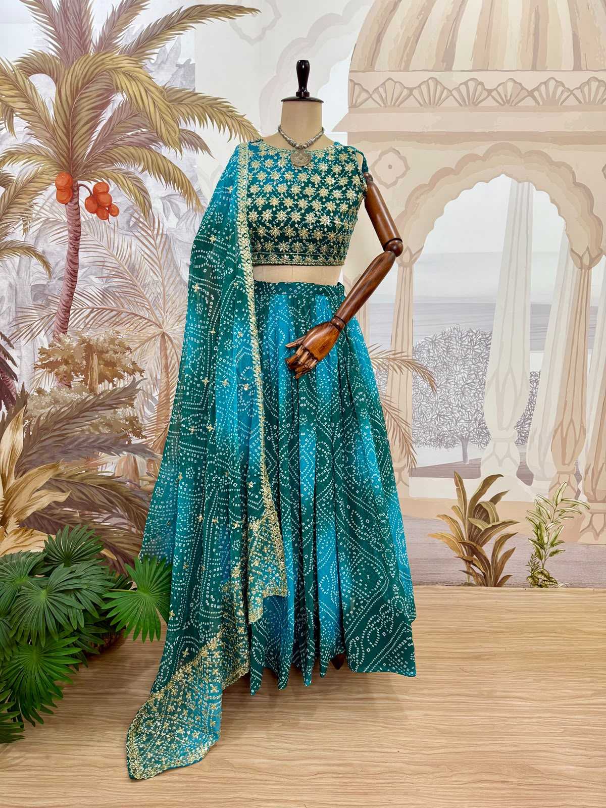 Faux Georgette Designer Lehenga in Blue