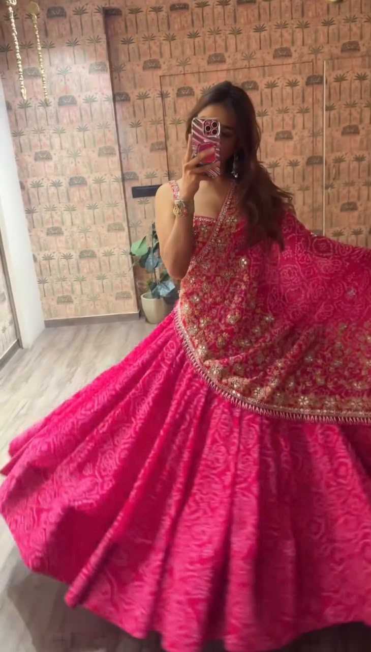 Faux Georgette Printed Lehenga in Sky Blue