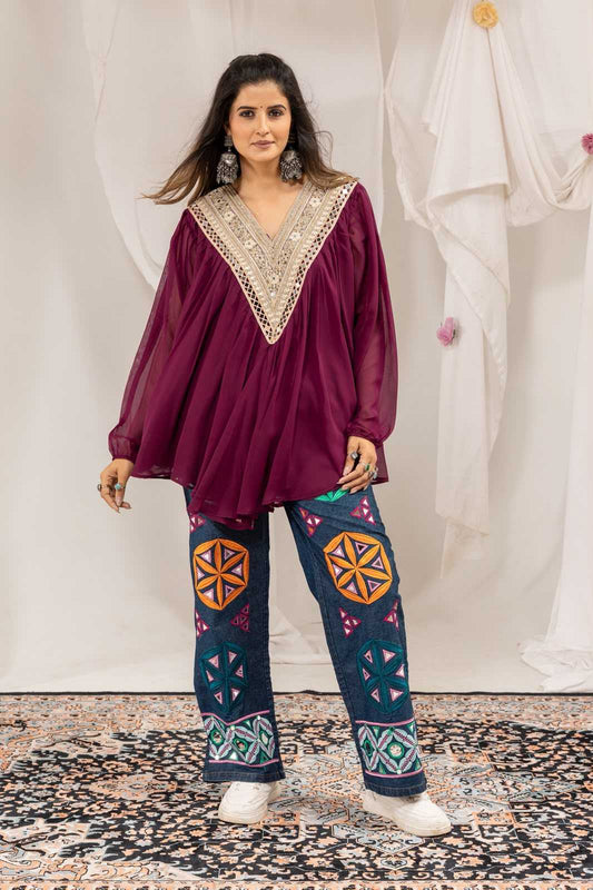 Faux Georgette Cotton Kurti 69