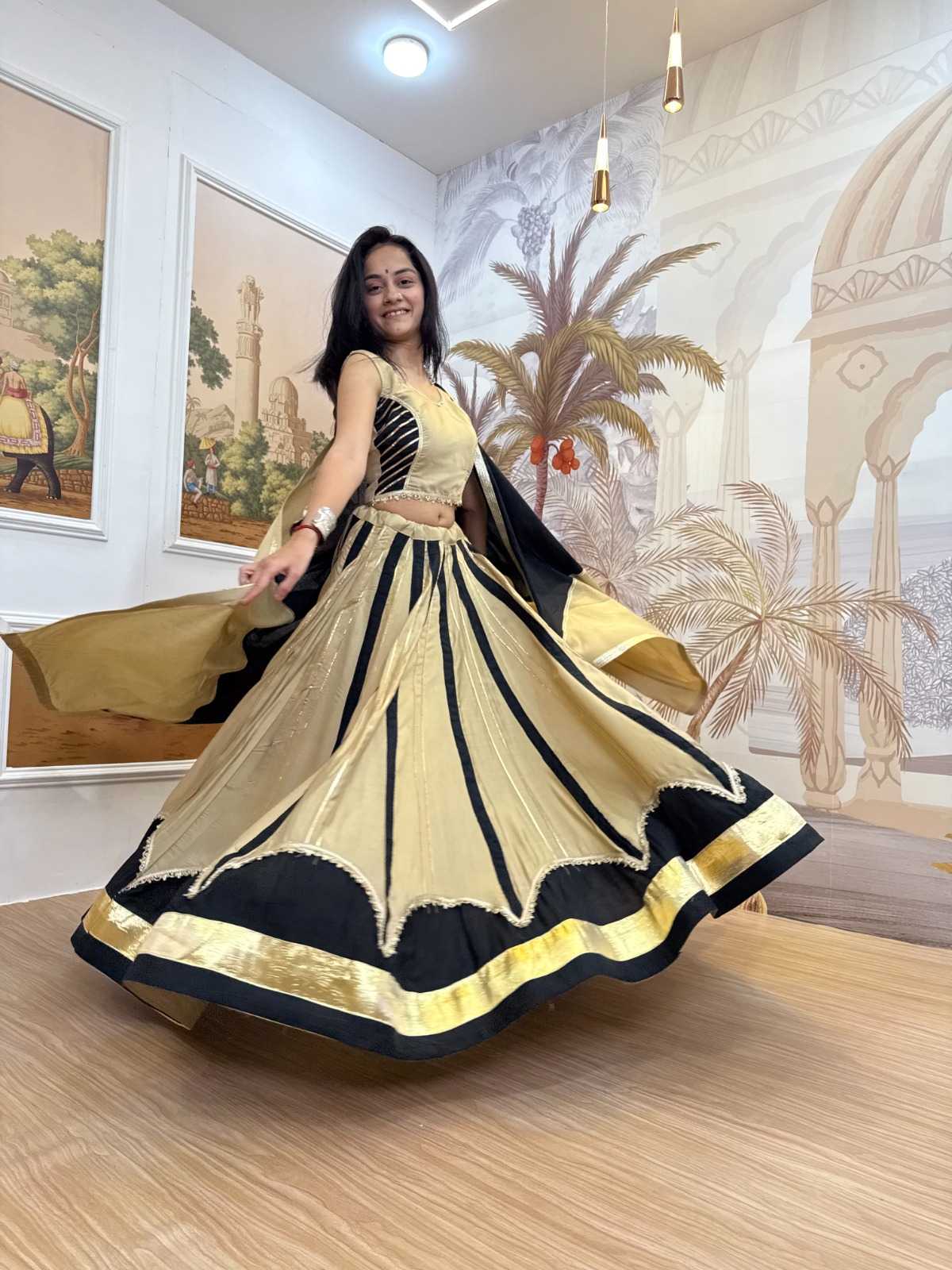 Heavy Roman Silk Designer Lehenga in Off White